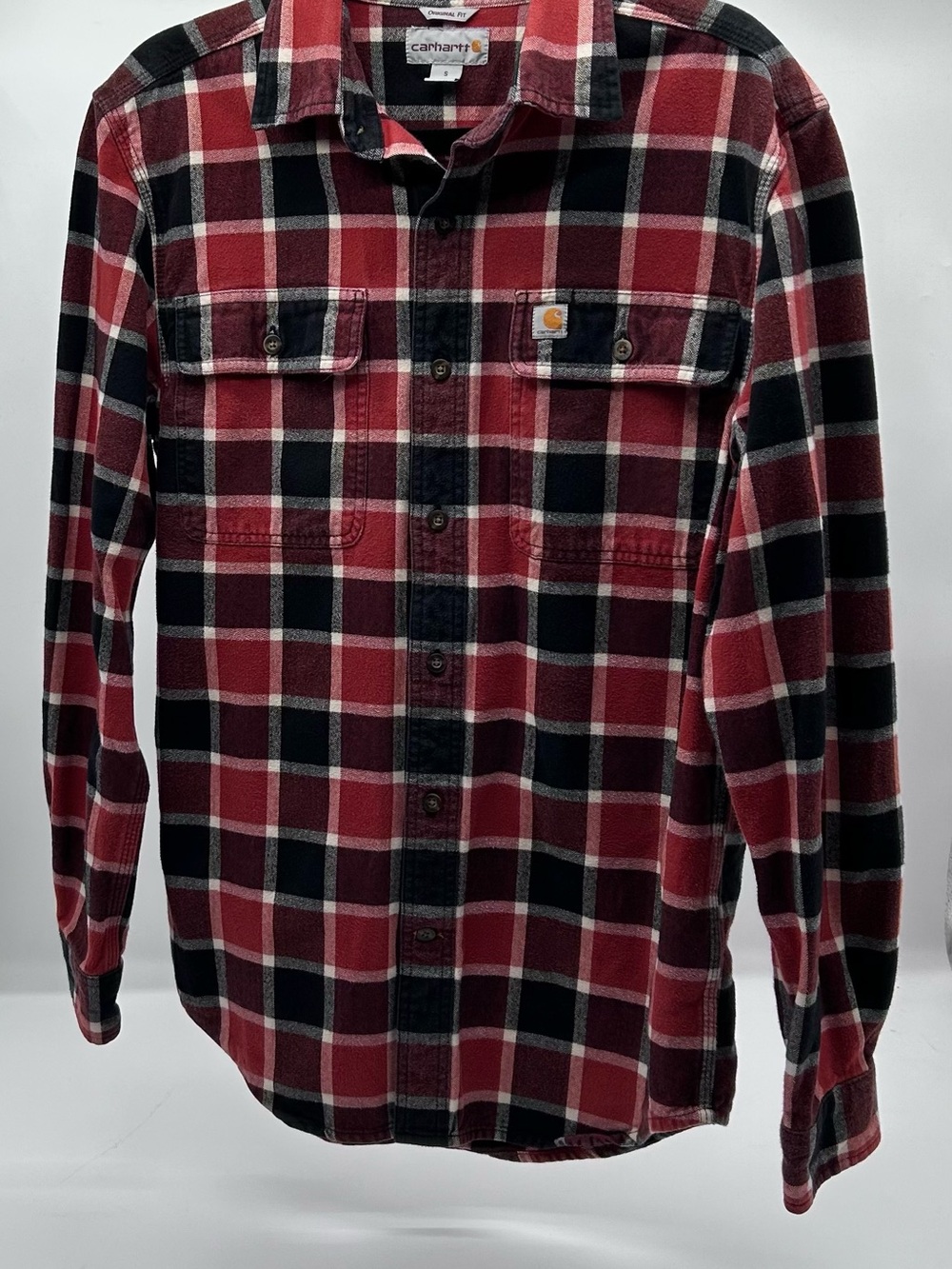 Carhartt Men’s Red Plaid Heavy Weight Flannel Shirt S